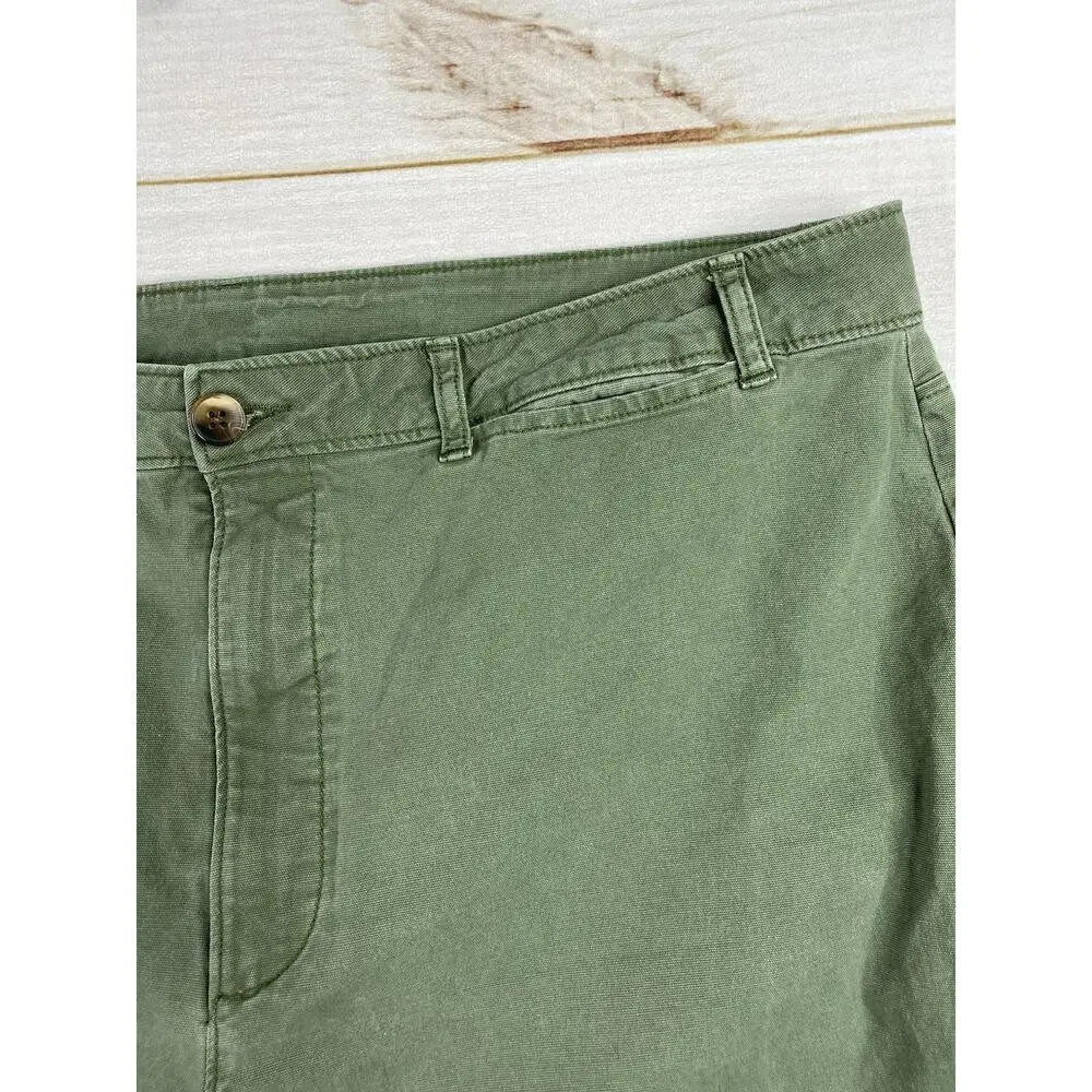 Old Navy Wide Leg Pants Womens 18 Tall Army Green Stretch High Rise Baggy